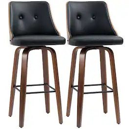Homcom - Bar Height Bar Stools Set of 2 - Black