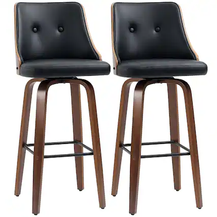 Front. Homcom - Bar Height Bar Stools Set of 2 - Black.
