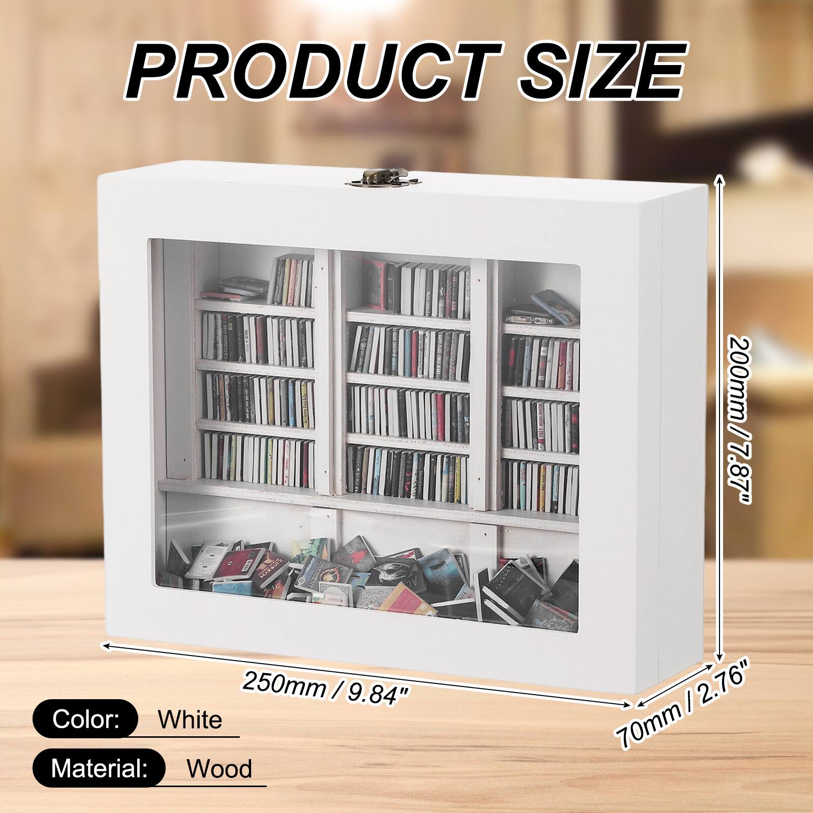 PRODUCT SIZE  
200mm / 7.87"  
250mm / 9.84"  
70mm / 2.76"  

Color: White  
Material: Wood