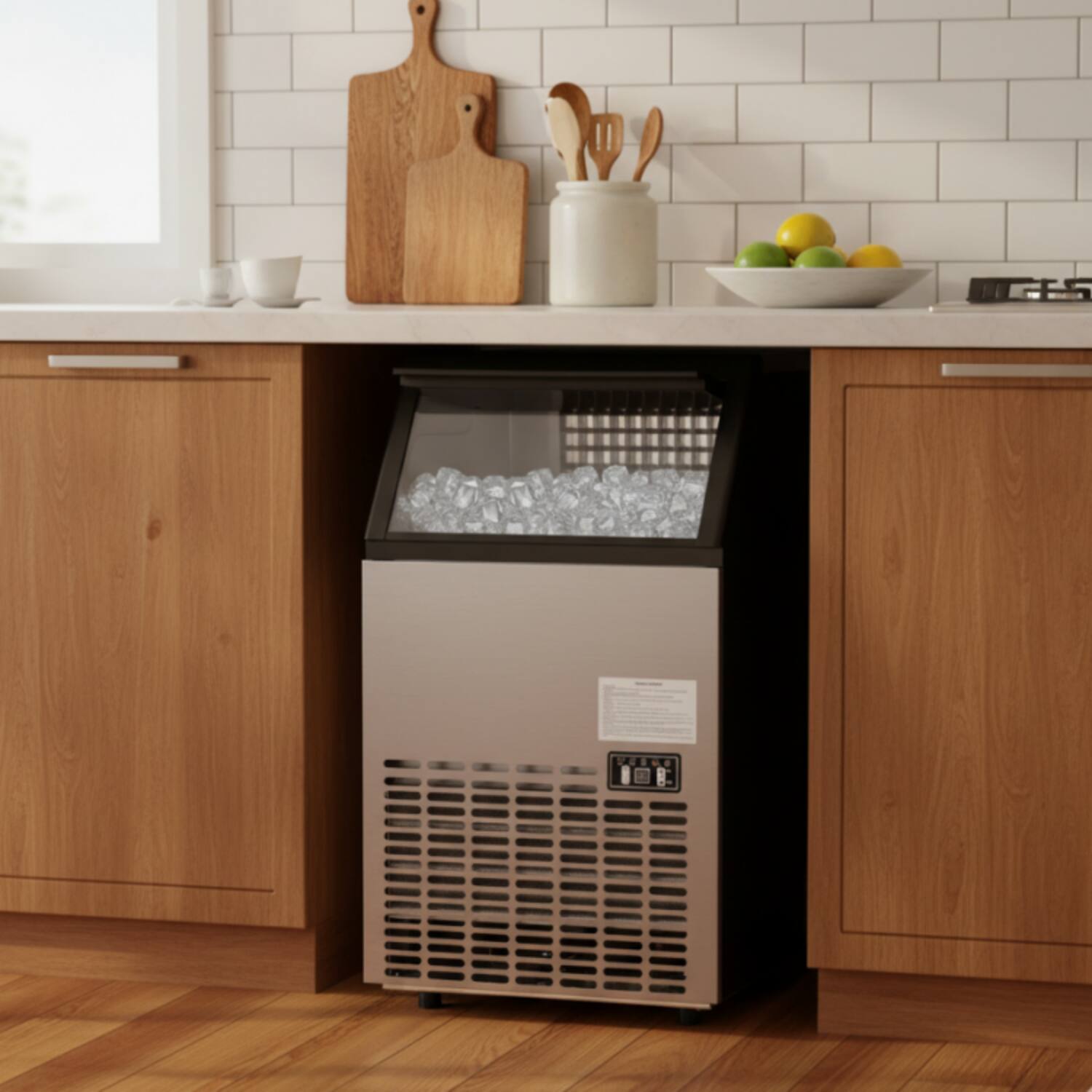 Alt View 4. LUCKY ONE - Portable Built-In Commercial Ice Maker 110 lbs/24h 33 lbs Bin - Silver.