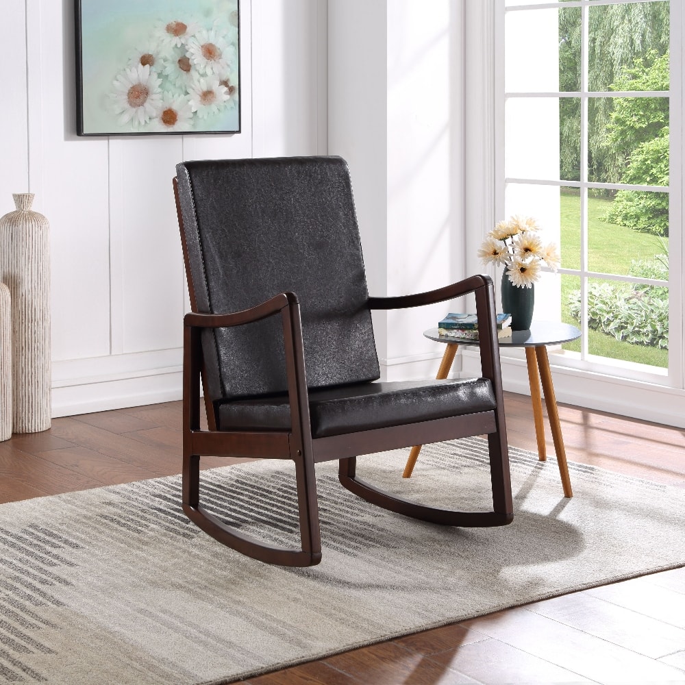 Loheer - Synthetic Leather Rocking Chair Espresso Finish Upholstered Rocker with Rubber Wood Frame - Dark Brown price history on PriceWatchPro