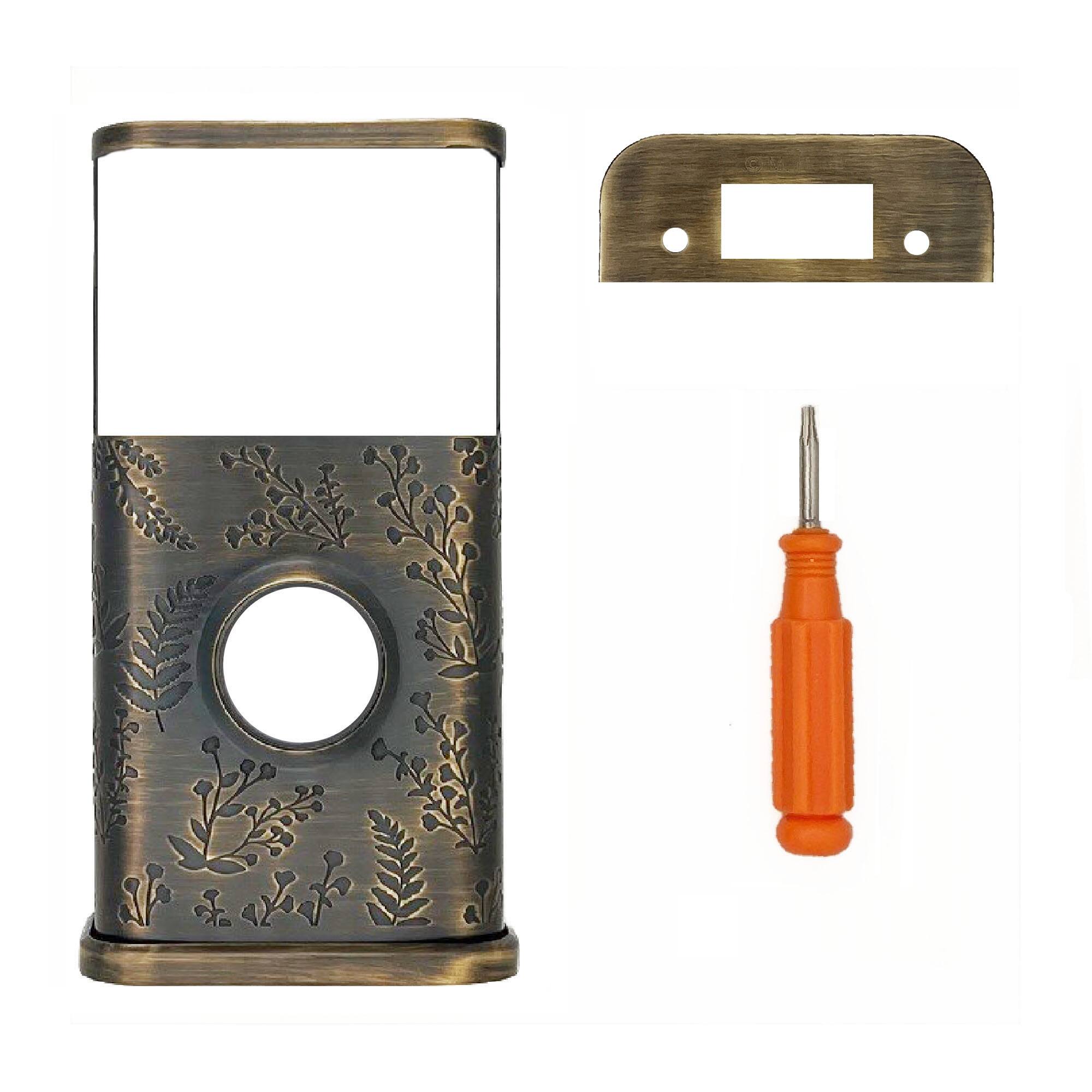 Back. Michael Healy - Wildflower Video Doorbell Cover (Ring 2nd Gen) - Antique Brass.