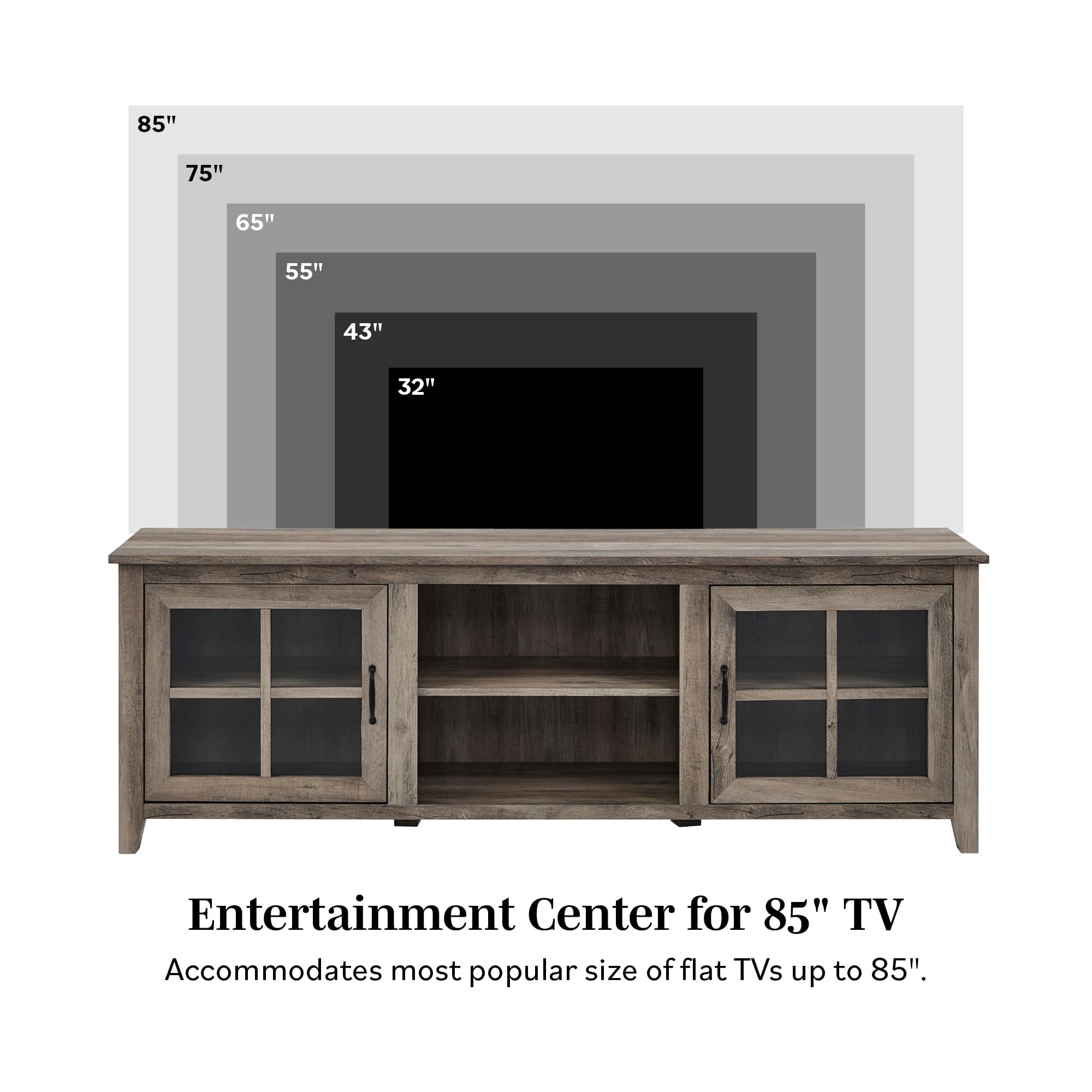 Alt View 16. Walker Edison - 70" Farmhouse Glass Door TV Stand Console for Most TVs Up to 80" - Birch.