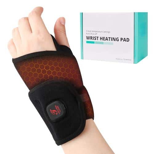The Best Inks - Heated Wrist Wrap Cordless Heating Pad For 3000mah Rechargeable Warmers Men Women 3 Heat Levels Carpal Tunnel Brace - Black