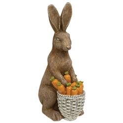 Left. BreeBe - Standing Resin Bunny With Basket - 2 Asstd. - Brown, Grey.