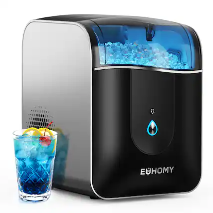 Front. Euhomy - Smart Nugget Ice Maker Countertop - 40lbs/24H Chewable Ice, with APP Control, Auto Clean & Timer - Black.