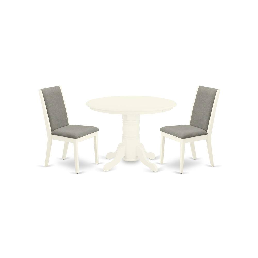 Back. East West Furniture - Dining Room Set Linen White - Brown.