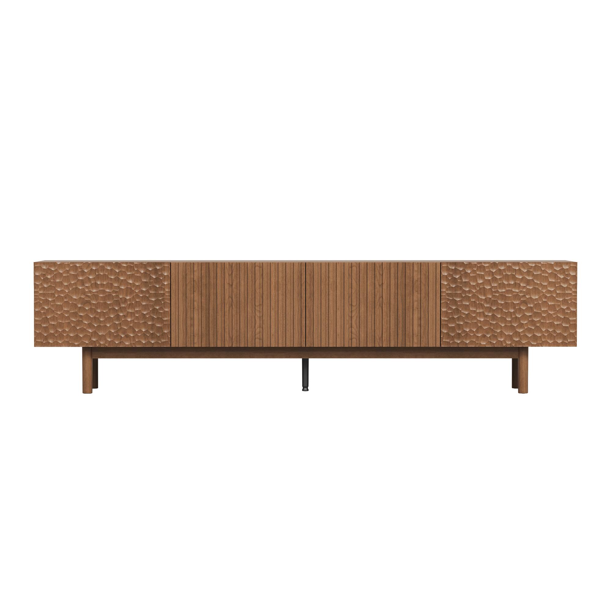 Alt View 6. luck idea - 86.61" TV Stand and Media Console, Modern Entertainment Center with Ample Storage - Walnut Color.