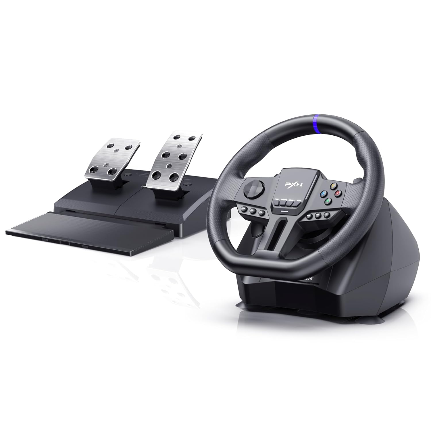 PXN - V900 Gen2 Racing Wheel 270/900° Steering Wheel w/ Vibration, Hall Pedal & Shift Paddles for PC PS4 Xbox Switch - Black