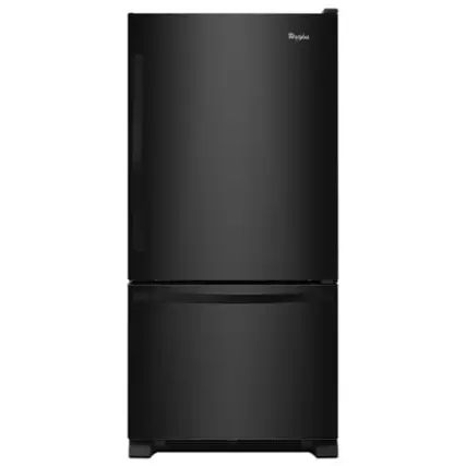 Front. Whirlpool - 18.7 Cu. Ft. Bottom-Freezer Refrigerator with Spillguard Glass Shelves - Black.