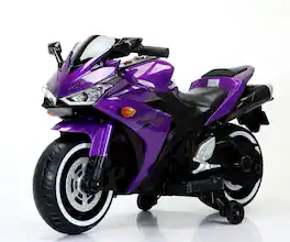 Ecooso - 12V Kids Battery Ride-On Motorcycle Toy Car with Training Wheels, Manual Throttle, LED Lights for Ages 3–6 Years - Purple
