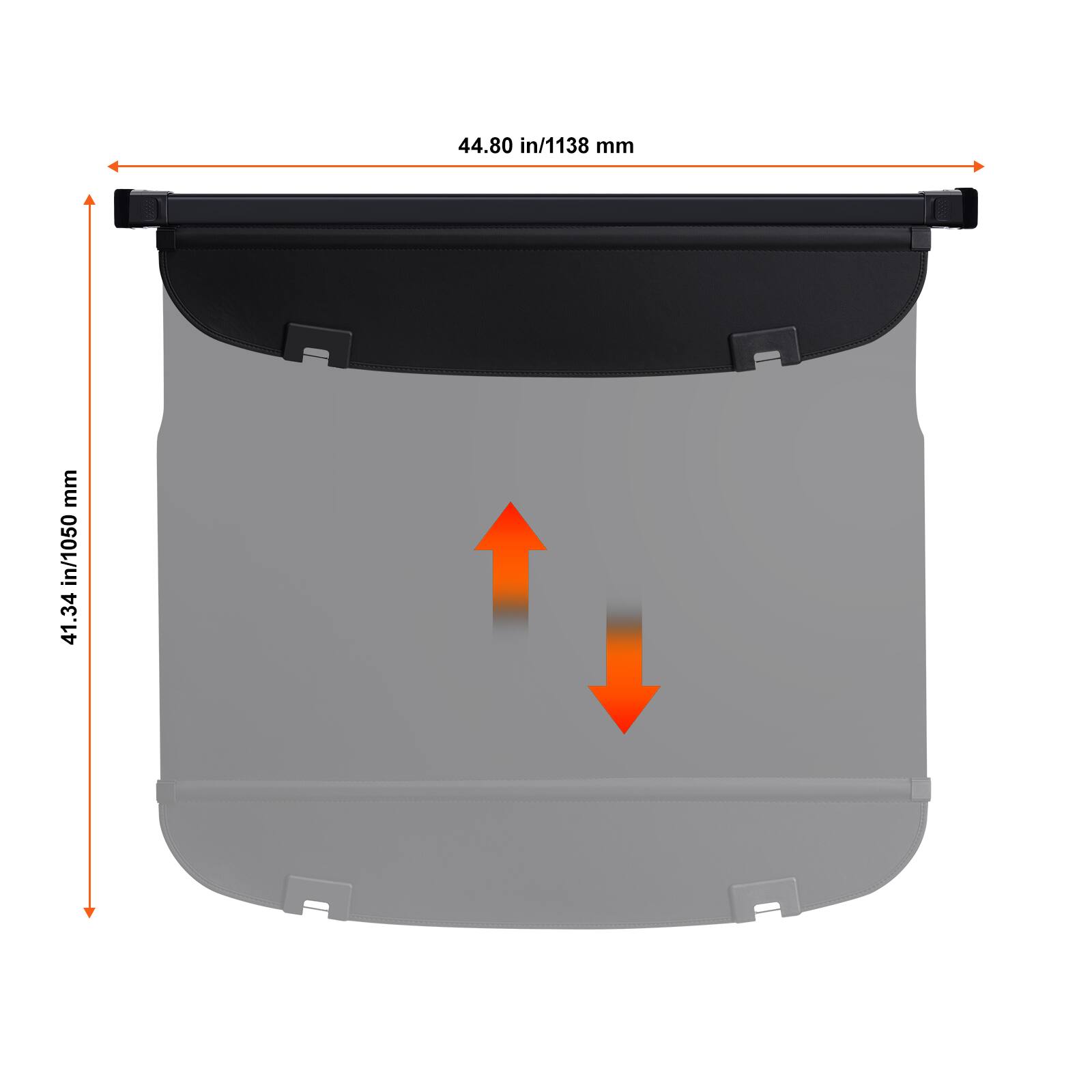 44.80 in/1138 mm  
41.34 in/1050 mm