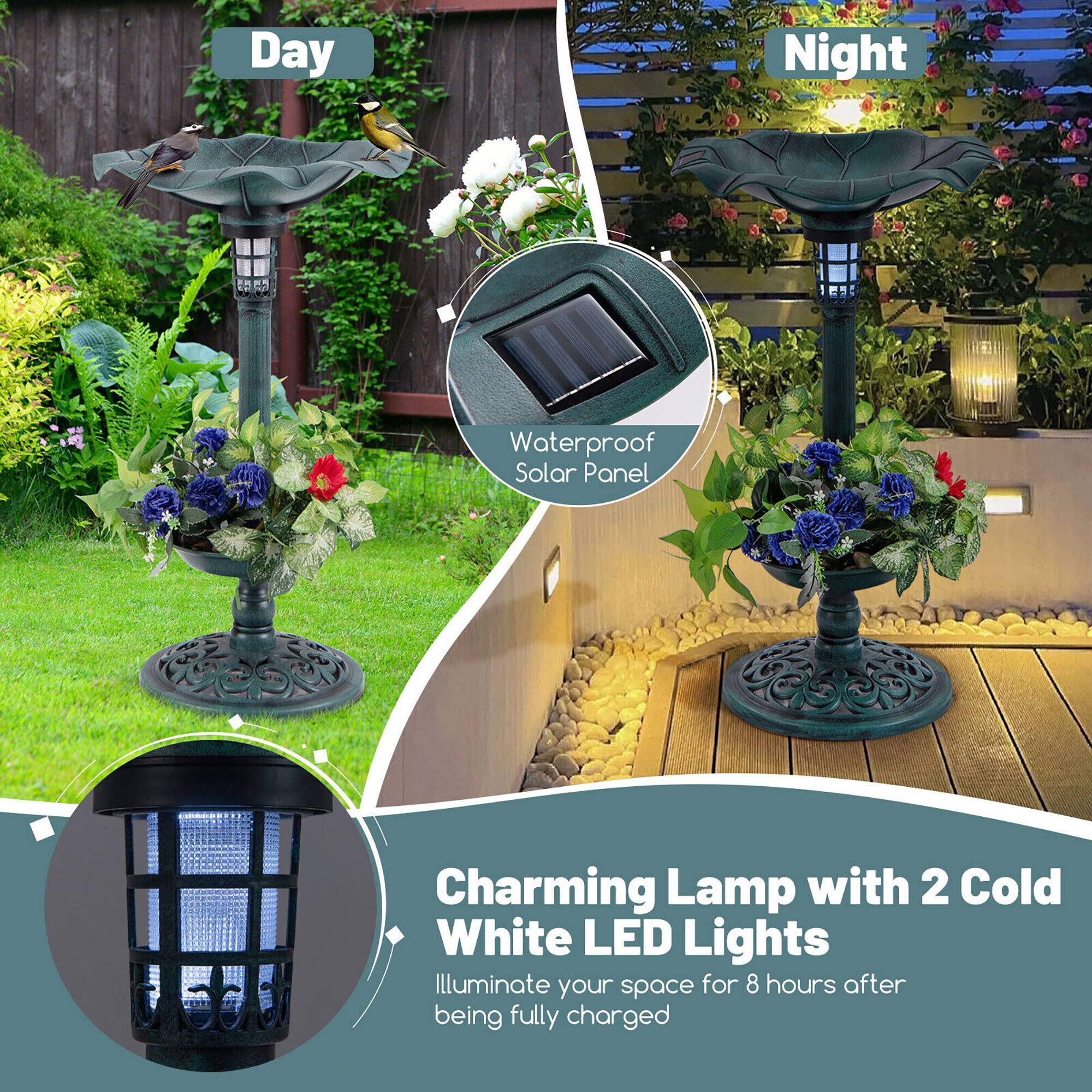 Day Night Waterproof Solar Panel Charming Lamp with 2 Cold White LED Lights Illuminate your space for 8 hours after being fully charged