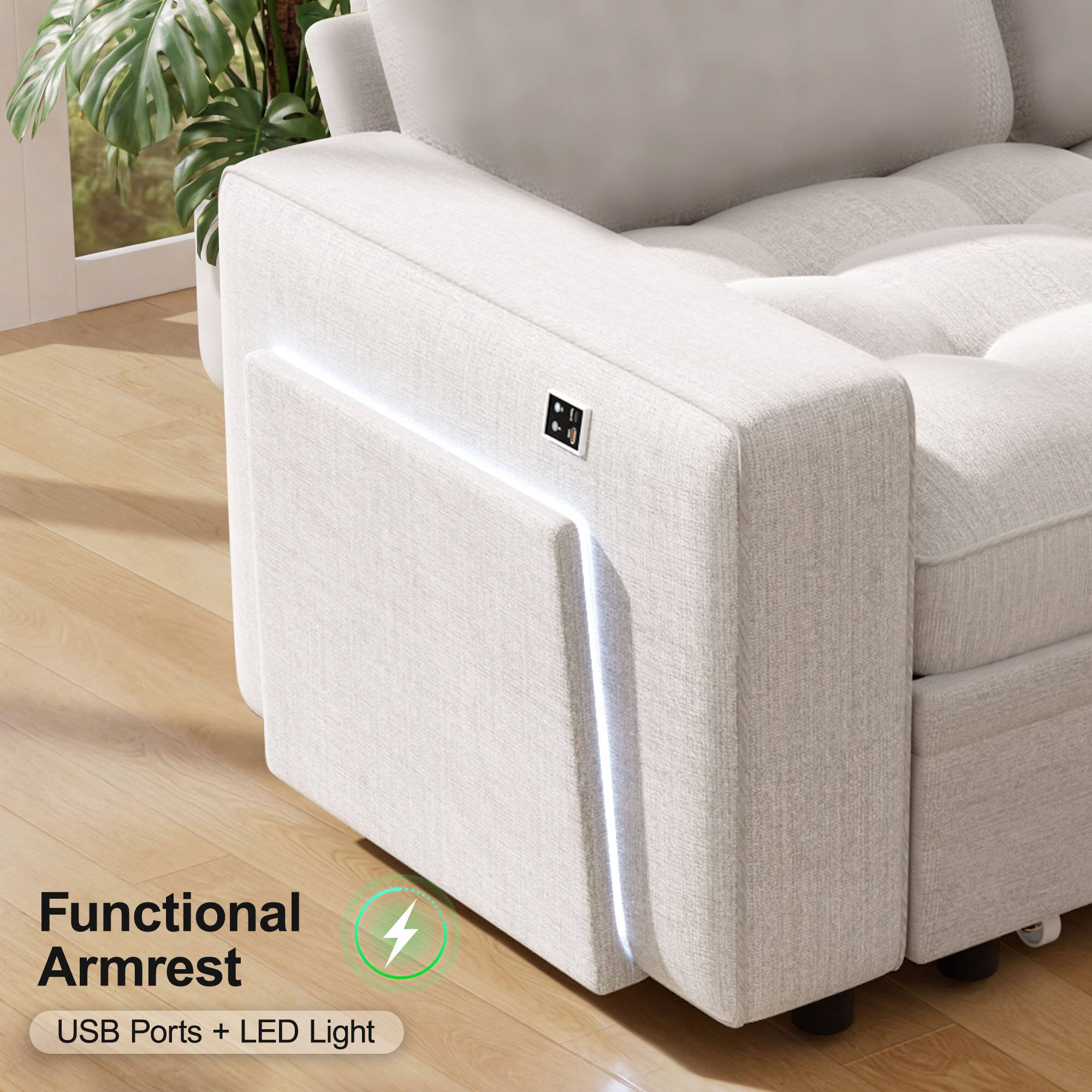 Functional Armrest  
USB Ports + LED Light