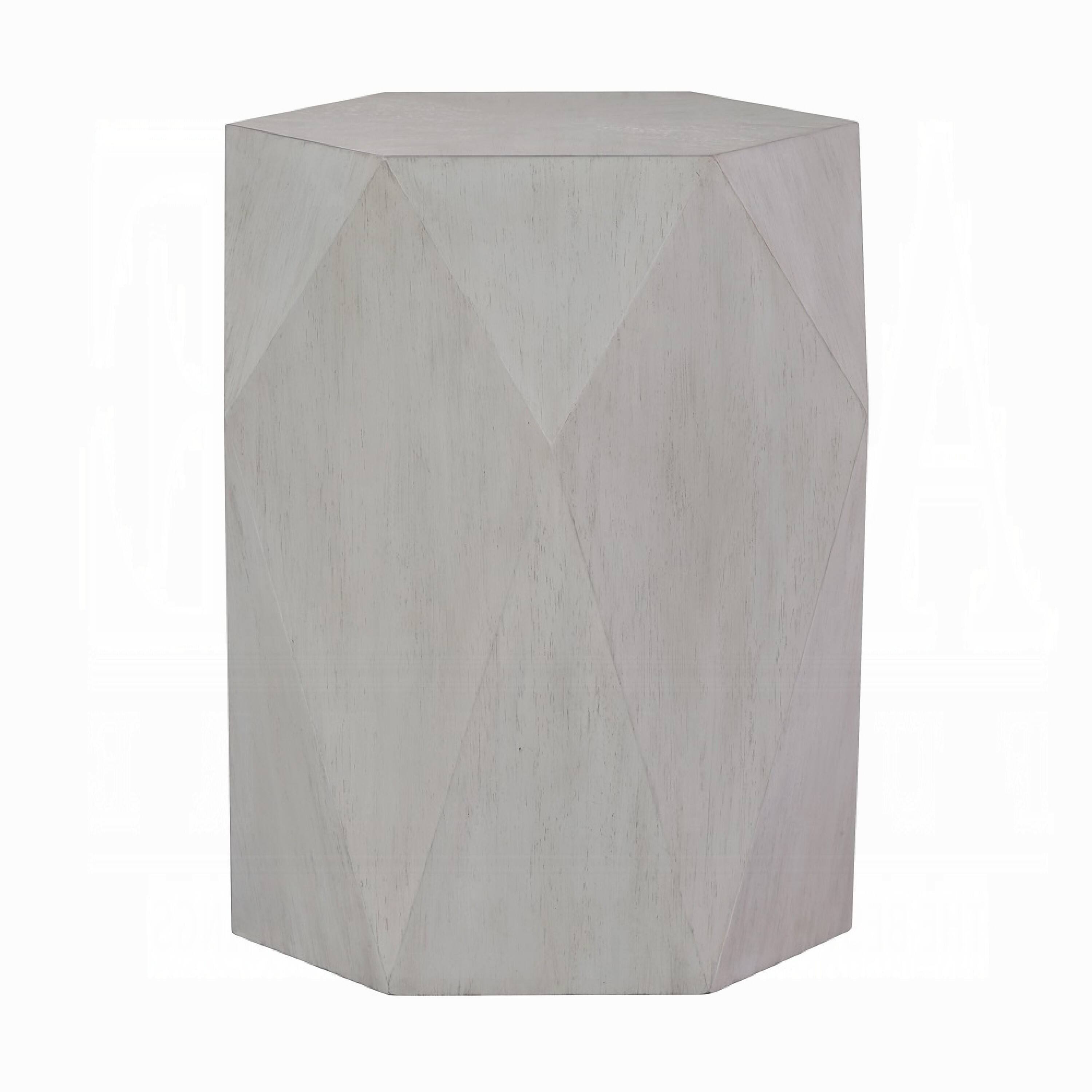Alt View 1. Manhattan Lane - Hano Side End Table, White Rubberwood, 22 Inch, Geometric Design Body - White.