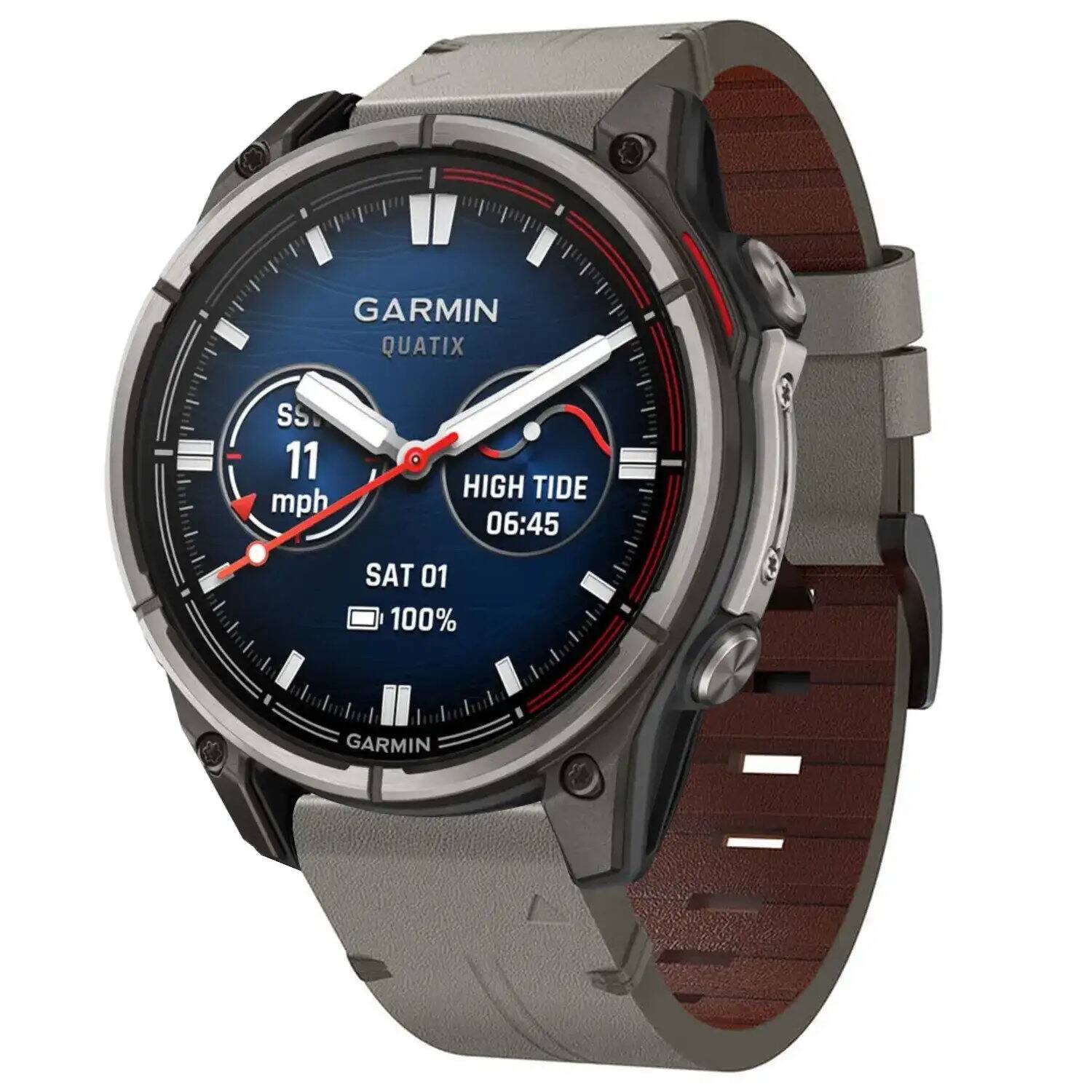 GARMIN QUATIX SS 11 mph HIGH TIDE 06:45 SAT 01 100% GARMIN