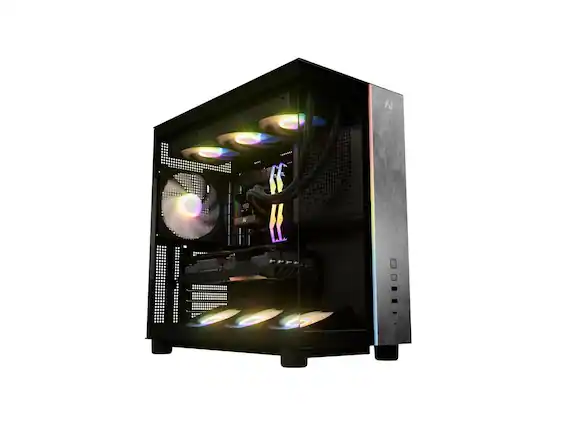 Front. Andromeda Insights - AI 50 Ultra V3 Gaming PC RTX 5080 16GB | Ryzen 7 9800X3D 4.7 GHz (5.2 GHz Turbo) | 32GB DDR5 6000MHz | 2TB Gen4 SSD - Black.