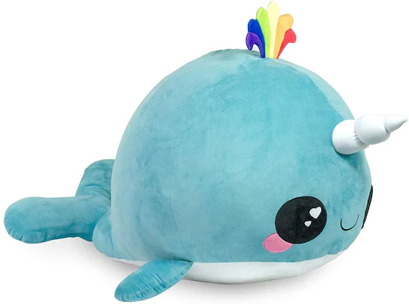 Front. Seven20 - Glitter Galaxy Blue Narwhal 48 Inch Stuffed Animal Plush - Blue.