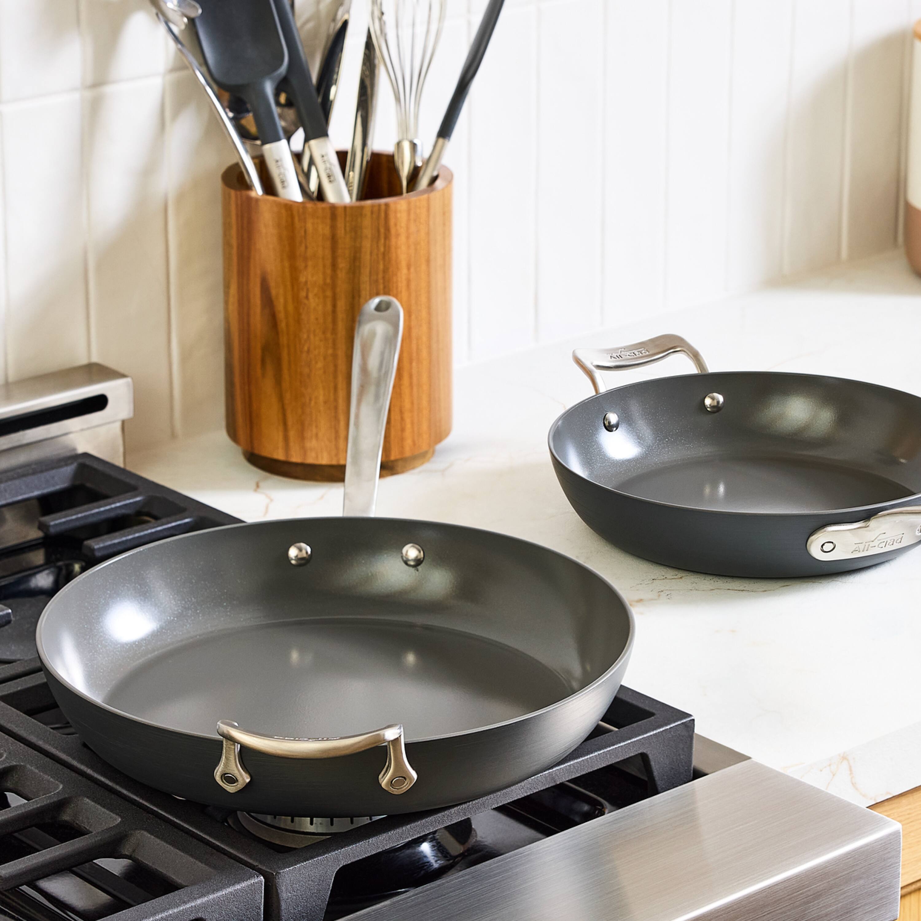 Alt View 2. All Clad - All-Clad 10.5" & 12" HA1® Ceramic Nonstick Fry Pan Set, Light Gray - Light Gray.