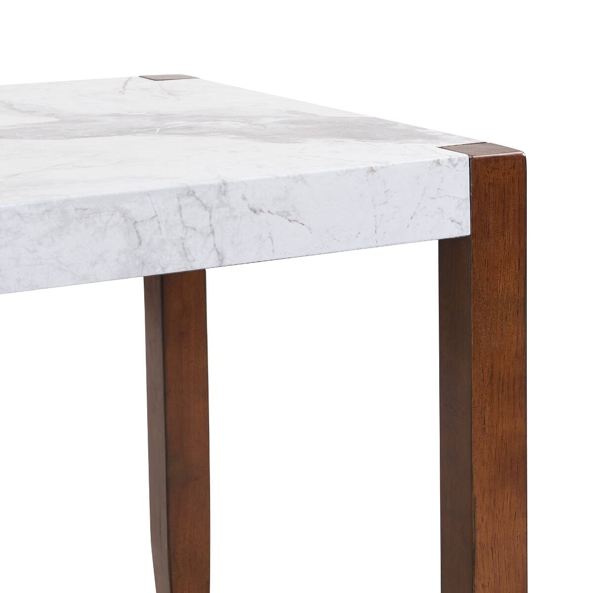 Alt View 3. Loheer - Loheer Modern Faux Marble Dining Table, 46.5 Inch Rectangular White Table for Four - White.