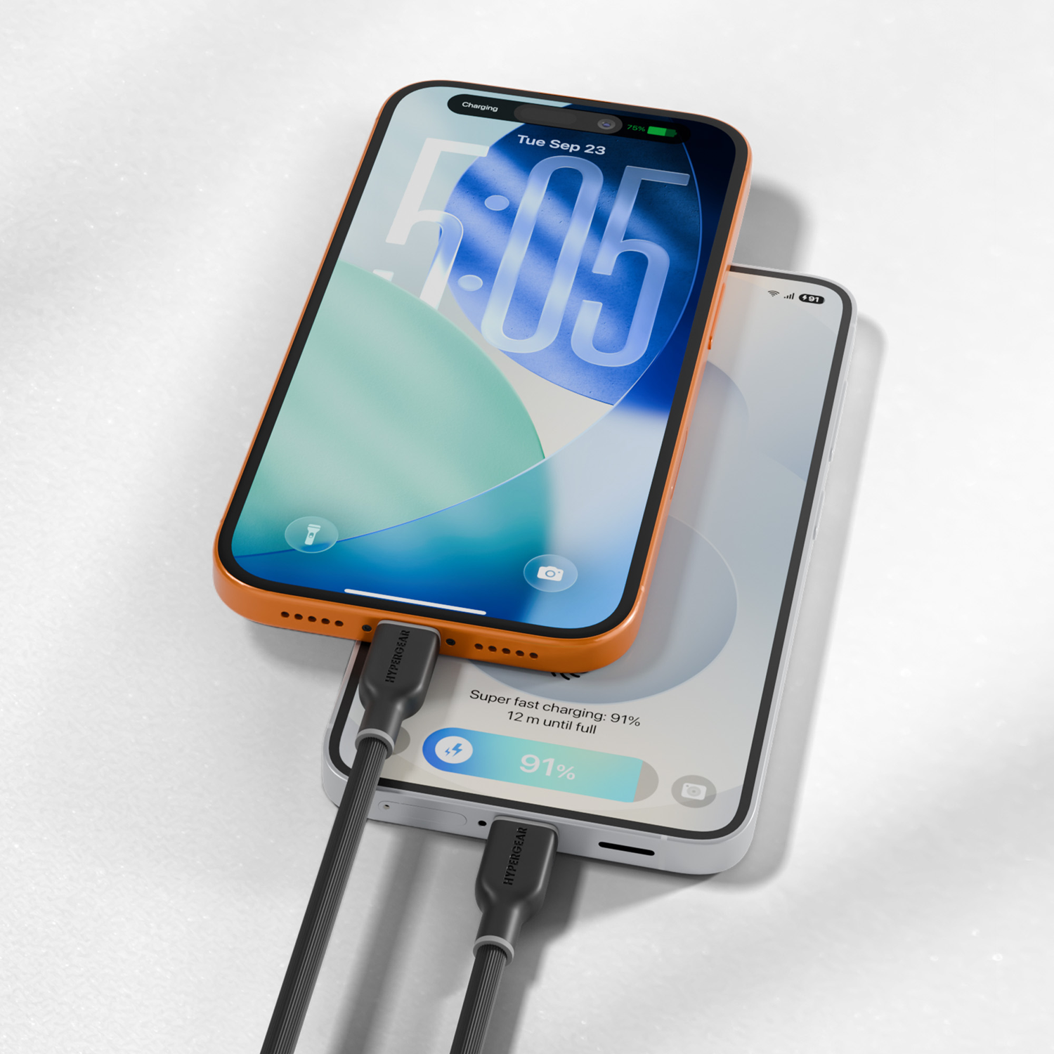 LTa P% Tue Sep 23 F5 - FM  
HYPERGEAR  
Super fast 12 m charging: until 91% full  
91%