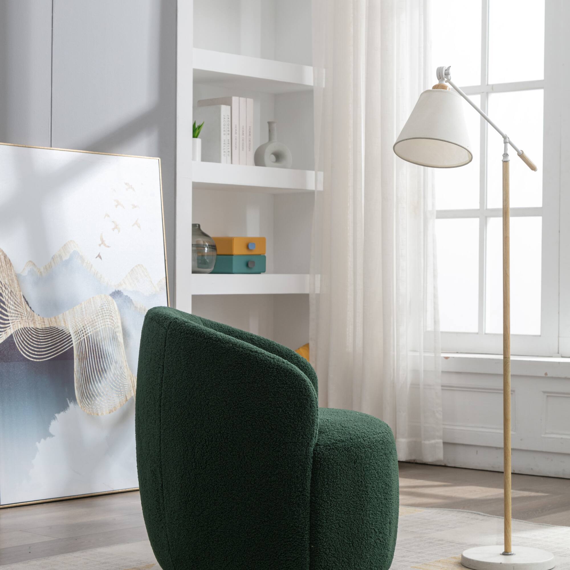 Alt View 7. GOODSILO - Plush Swivel Accent Armchair with Ergonomic Design and 360-Degree Rotation for Modern Interiors - Green.