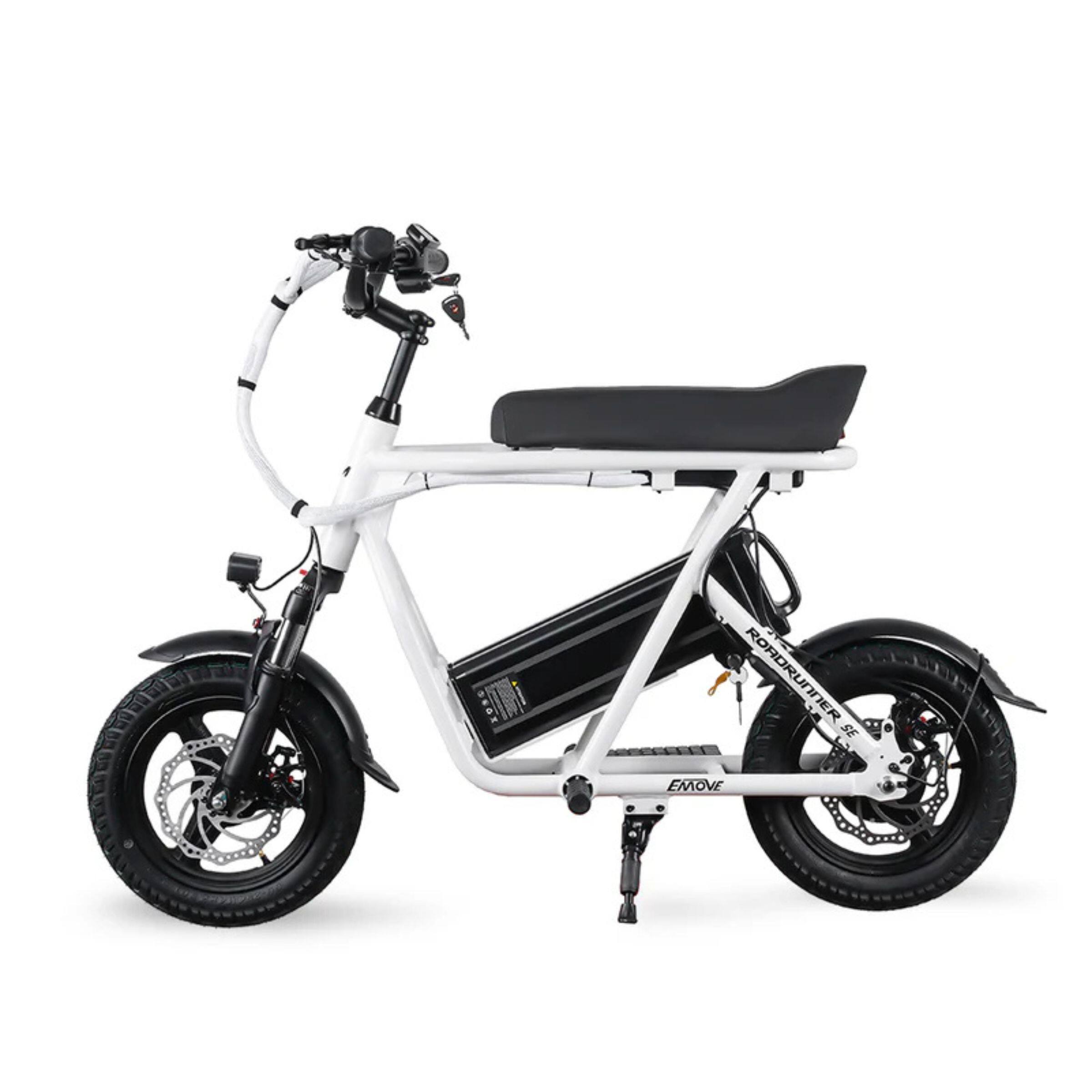 EMOVE - RoadRunner SE Seated Electric Scooter, 20 MPH, 53-Mile Range, Removable Battery - White