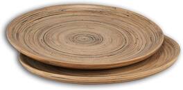 Lexa - Bamboo Serving Plate Set, 12 Inch x 2, Black Bamboo - Black/Natural