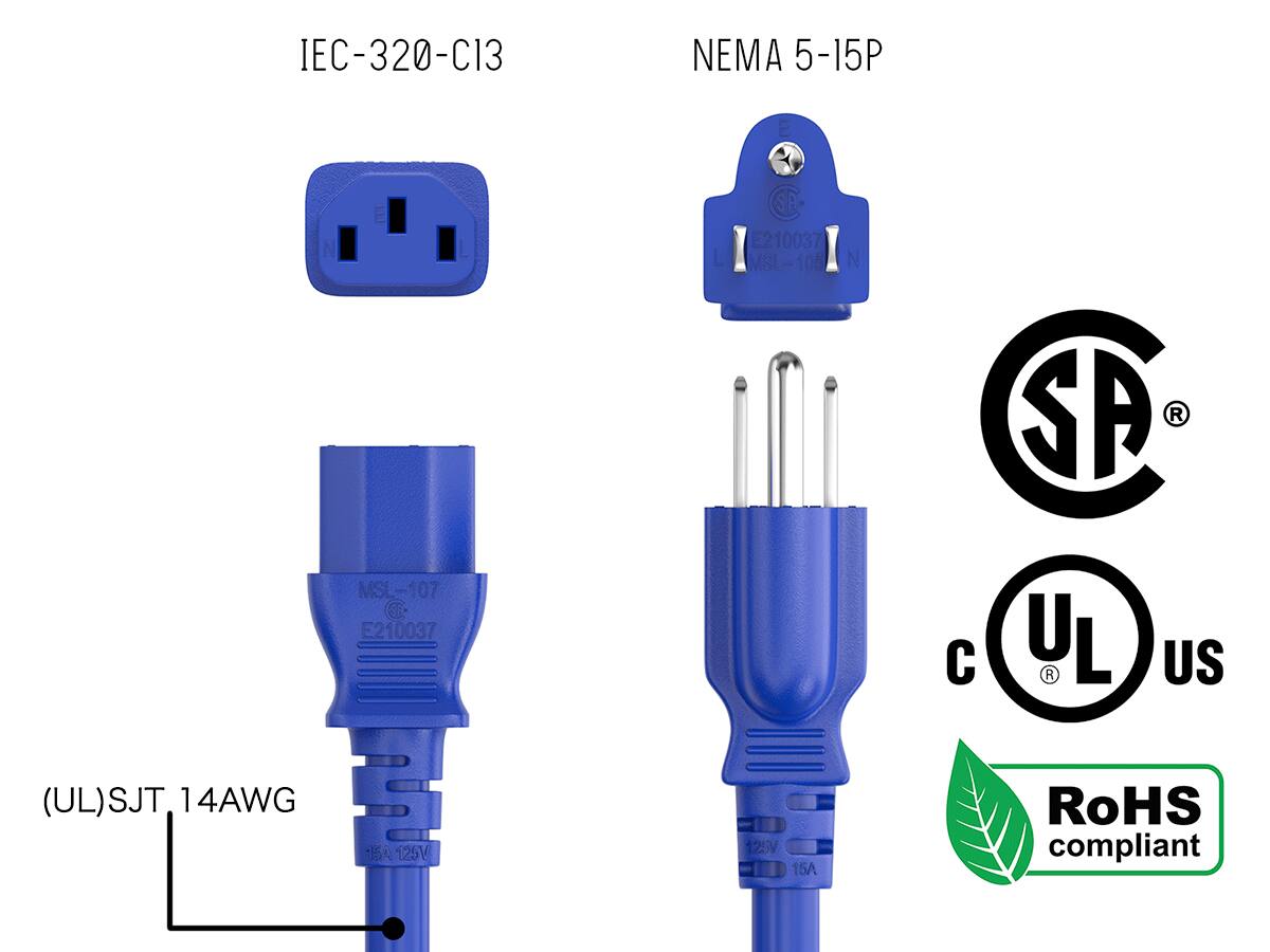 IEC-320-C13  
NEMA 5-15P  
MSL-107 SEE E210037  
SP E210037 MSL-105 N  
SP   UL  US  
(UL)SJT 14AWG  
15A 125V  
125V 15A  
RoHS compliant