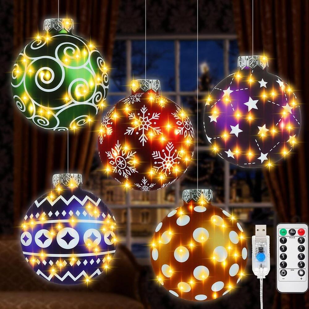 Alt View 1. RTMB - 5-Pack 12" Christmas Window Light Balls, USB, 8 Modes, Remote-Controlled - Multicolor.