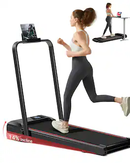 ROBORE - CW1F Walking Pad, 14% Incline Treadmill, 12KM/H, 2.5HP, 136kg Capacity, Folding Under Desk Treadmill for Home and Office - Black