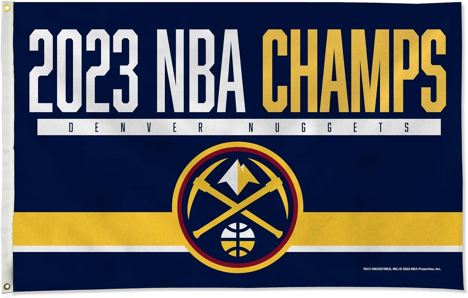 2023 NBA CHAMPS  
DENVER NUGGETS  

RICO INDUSTRIES, INC. © 2023 NBA Properties, Inc.