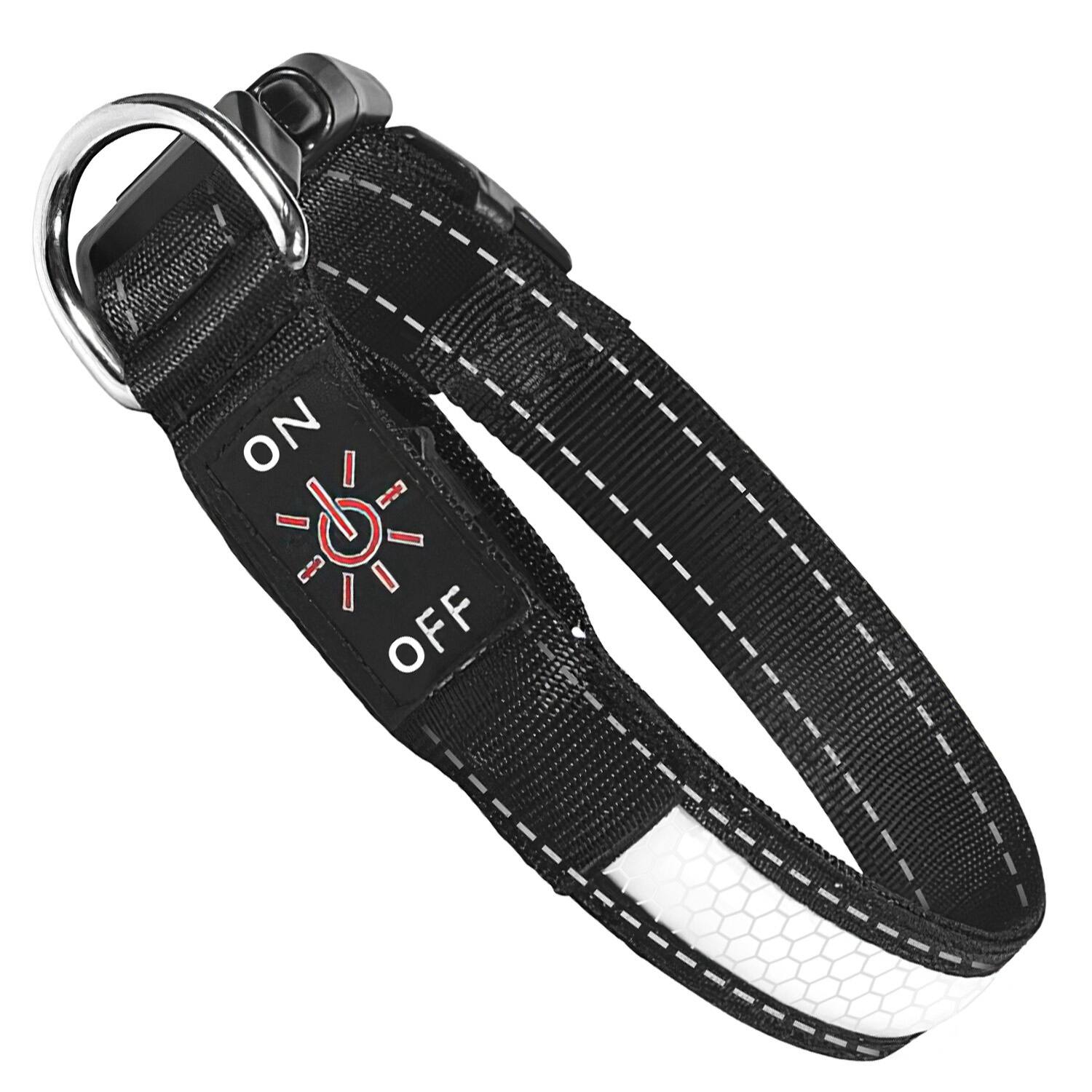 Front. DirectDeals - USB Rechargeable LED Dog Collar – 9 Colors, Waterproof - Black.