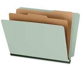 Staples - 60% Recycled Heavy Duty Classification Folder, 2-Dividers, 2" Expansion, Letter Size, 10/Box - Gray/Green