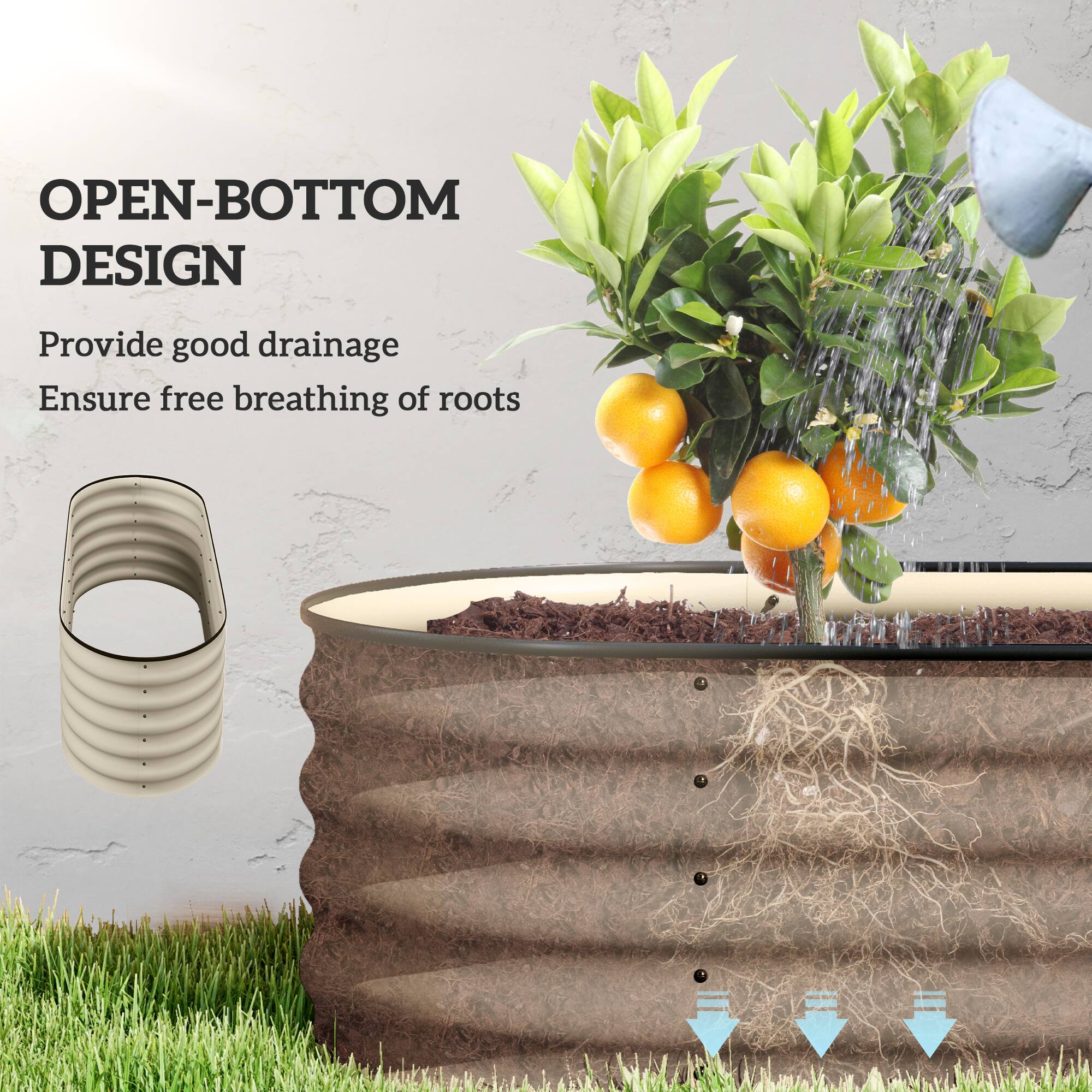 OPEN-BOTTOM DESIGN  
Provide good drainage  
Ensure free breathing of roots