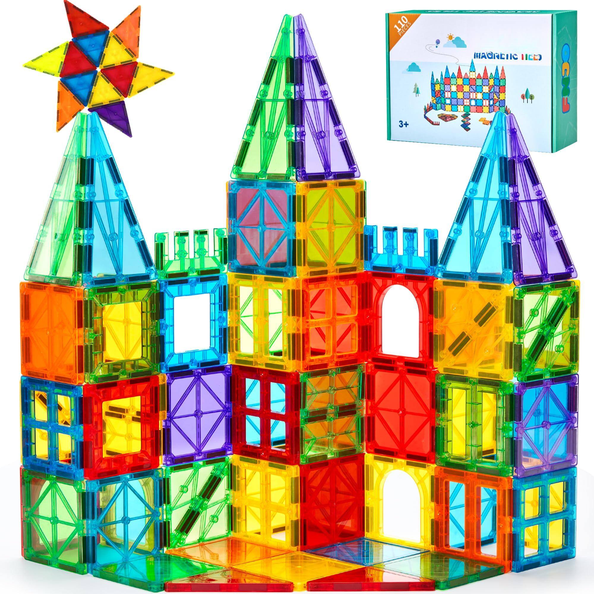 NICHOLAS KLEIN - Magnetic Tiles Building Set Blocks Construction Stem Learning And Playing Toys For Montessori - 110PCS