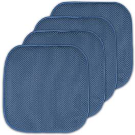 Sweet Home Collection - Honeycomb Memory Foam No Slip Back 16" x 16" Chair Pad Cushion, 4-Pack - Blue