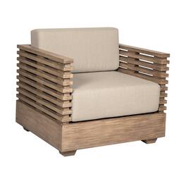 Armen Living - Vivid Outdoor Patio Chair in Light Eucalyptus Wood with Olefin Cushions - Taupe