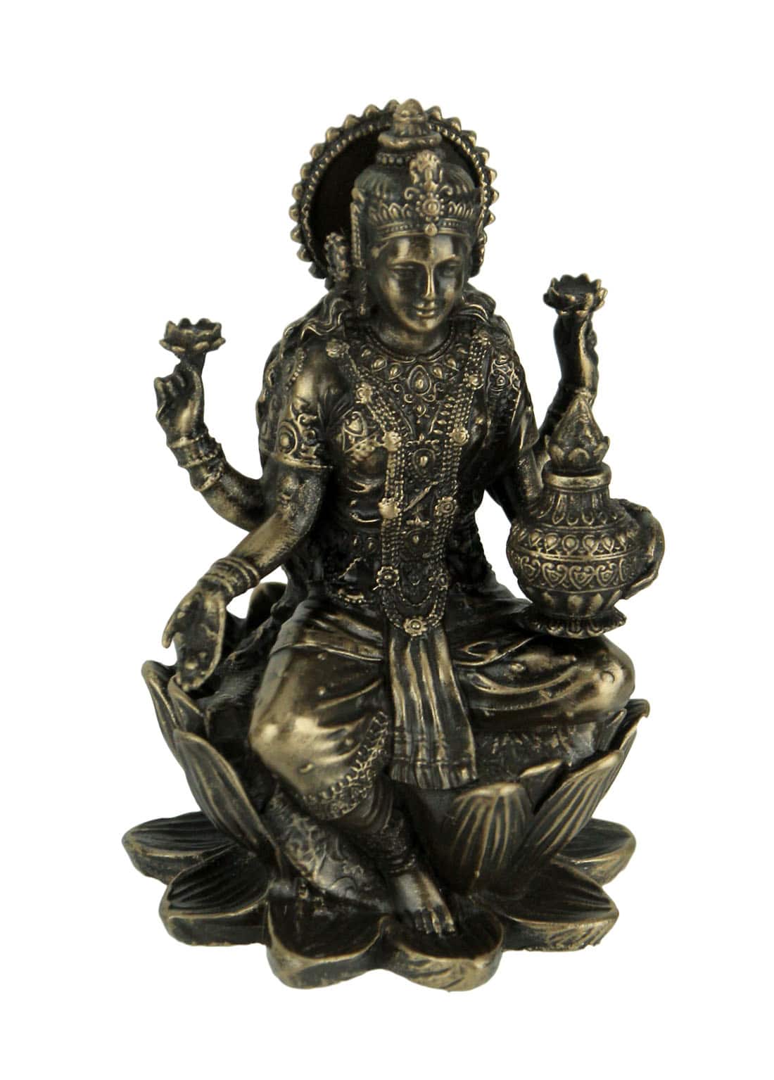 Veronese Design - Finish Lakshmi Hindu Goddess On Lotus Figurine - Bronze price history on PriceWatchPro