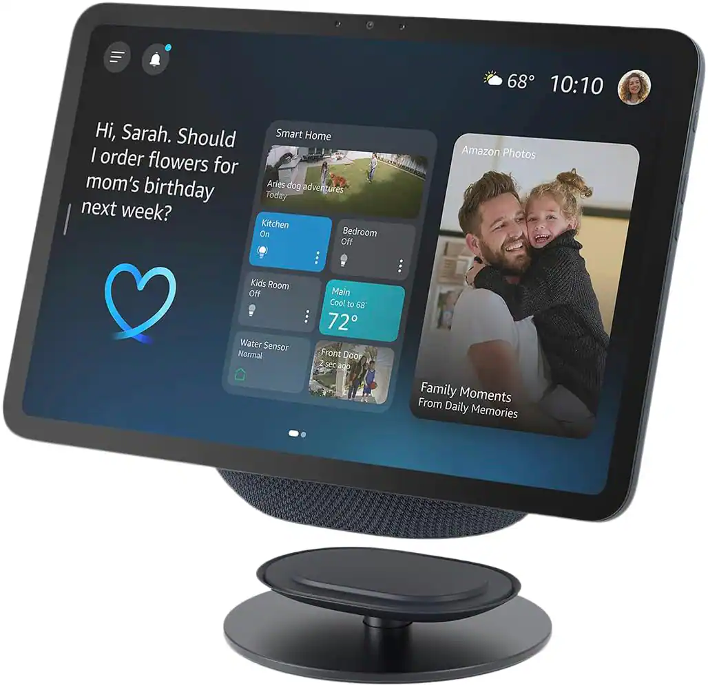 Hi, Sarah. Should I order flowers for mom's birthday next week?
Smart Home
- Kitchen: On
- Bedroom: Off
- Kids Room: Off
- Main: Cool to 72°
- Water Sensor: Normal
- Front Door: 2 sec ago
Amazon Photos
- Family Moments From Daily Memories
68° 10:10
