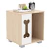 Front. Costway - Costway Dog Bed Side Table, Wooden Dog Condo with Bone-shape Window & Thick Metal Legs - Natural,White.