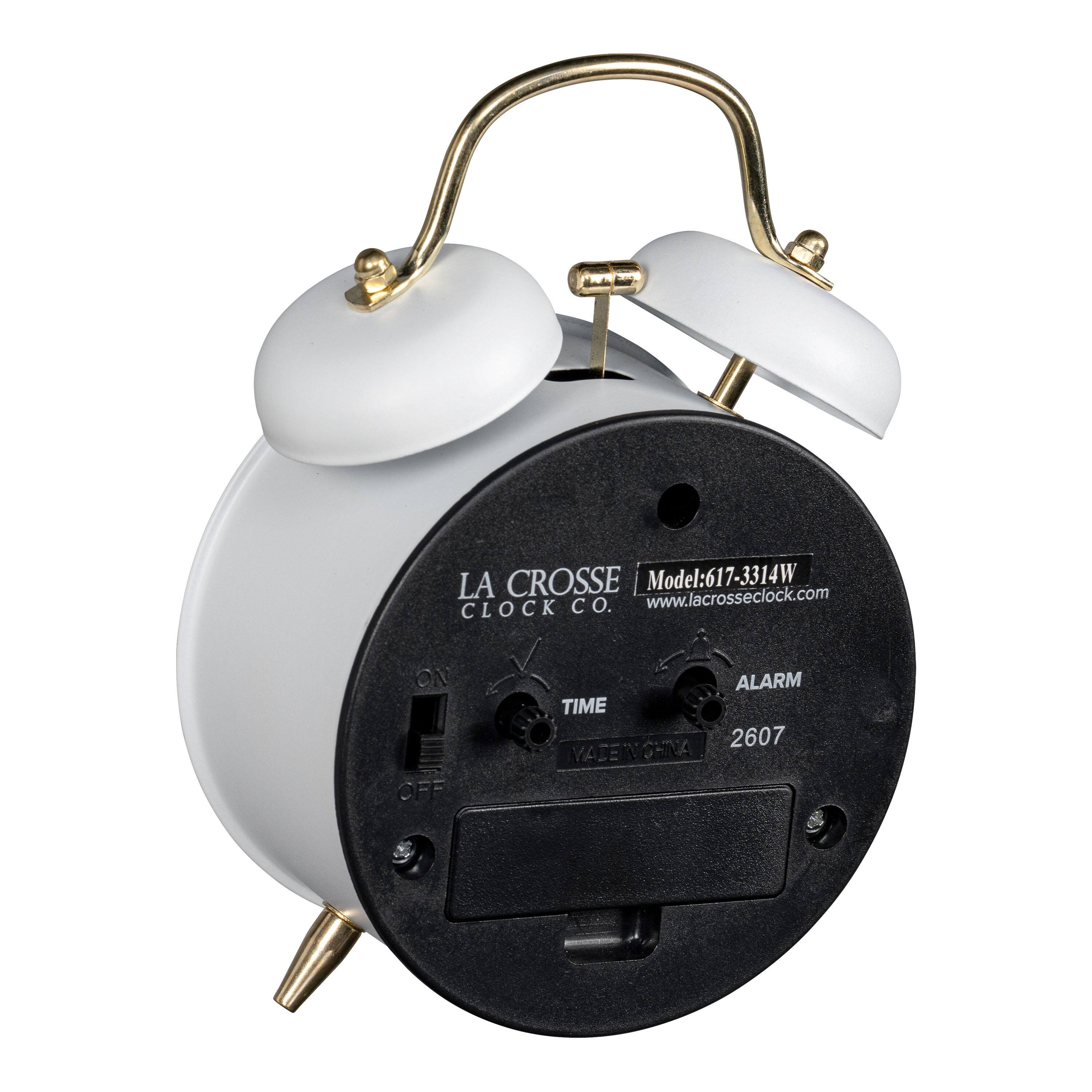 La Crosse Clock Co. Twin Bell Silent Sweeping Quartz Analog Alarm