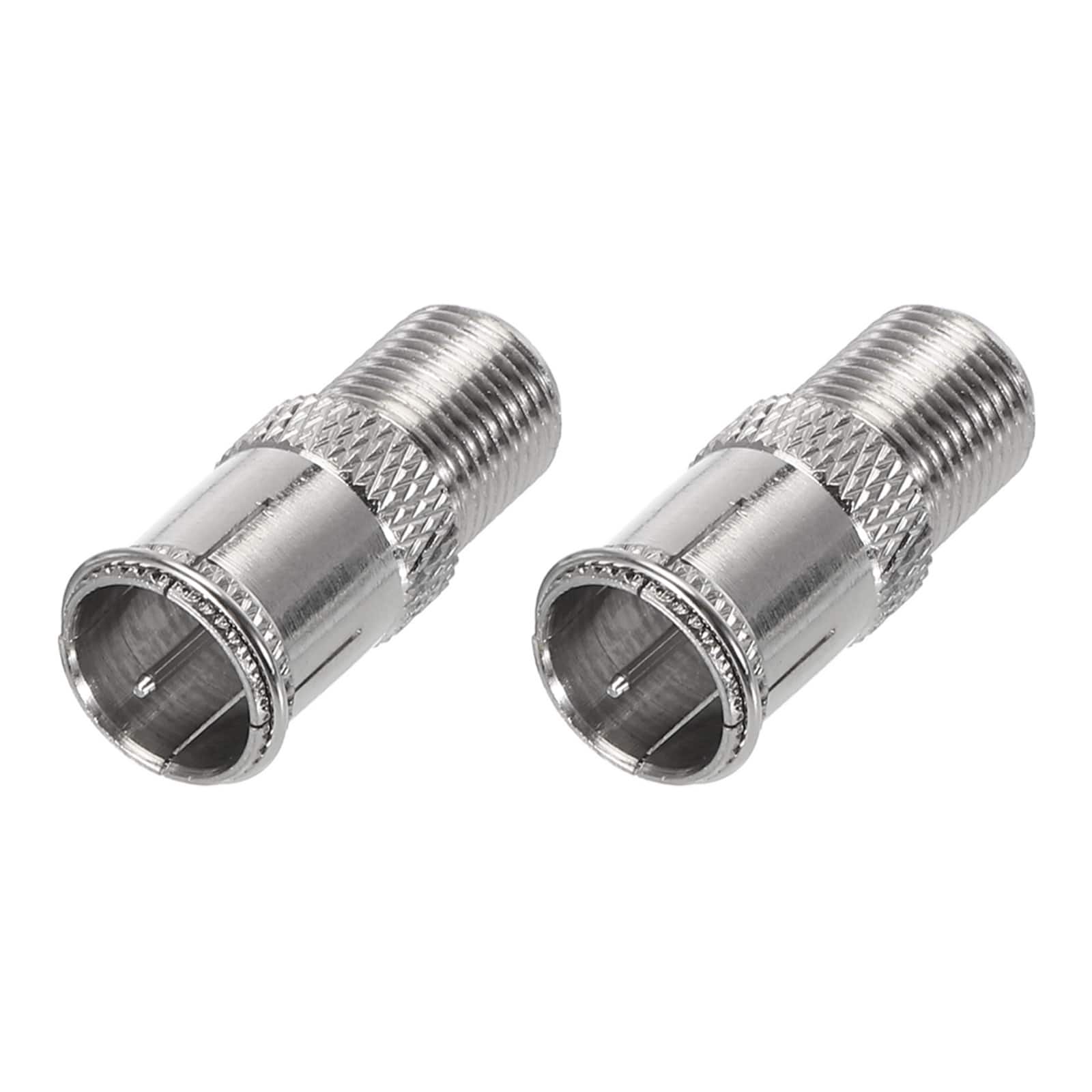 Unique Bargains - 2pcs Quick Push F Male to Female Coaxial Adapter, 75 Ohm Waterproof for TV/Antenna - Silver
