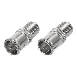 Unique Bargains - 2Pcs Quick Push F Male to Female Coaxial Adapter, 75 Ohm Waterproof for TV/Antenna - Silver