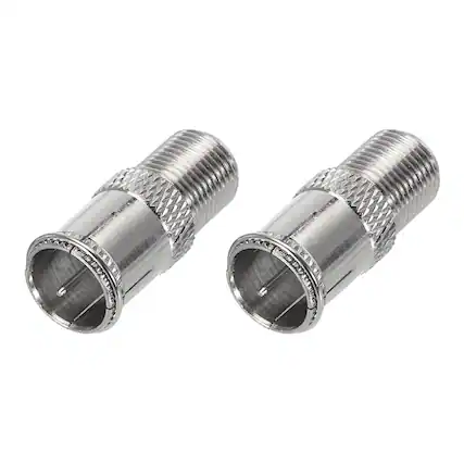 Front. Unique Bargains - 2Pcs Quick Push F Male to Female Coaxial Adapter, 75 Ohm Waterproof for TV/Antenna - Silver.