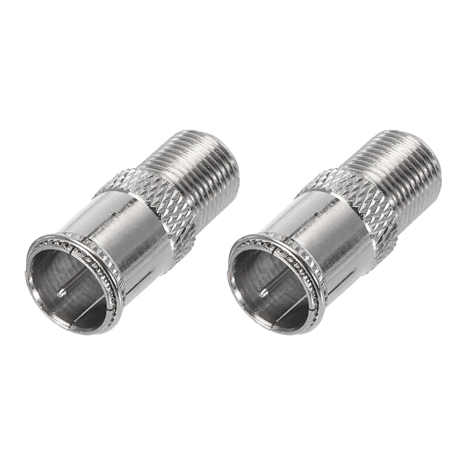 Front. Unique Bargains - 2Pcs Quick Push F Male to Female Coaxial Adapter, 75 Ohm Waterproof for TV/Antenna - Silver.