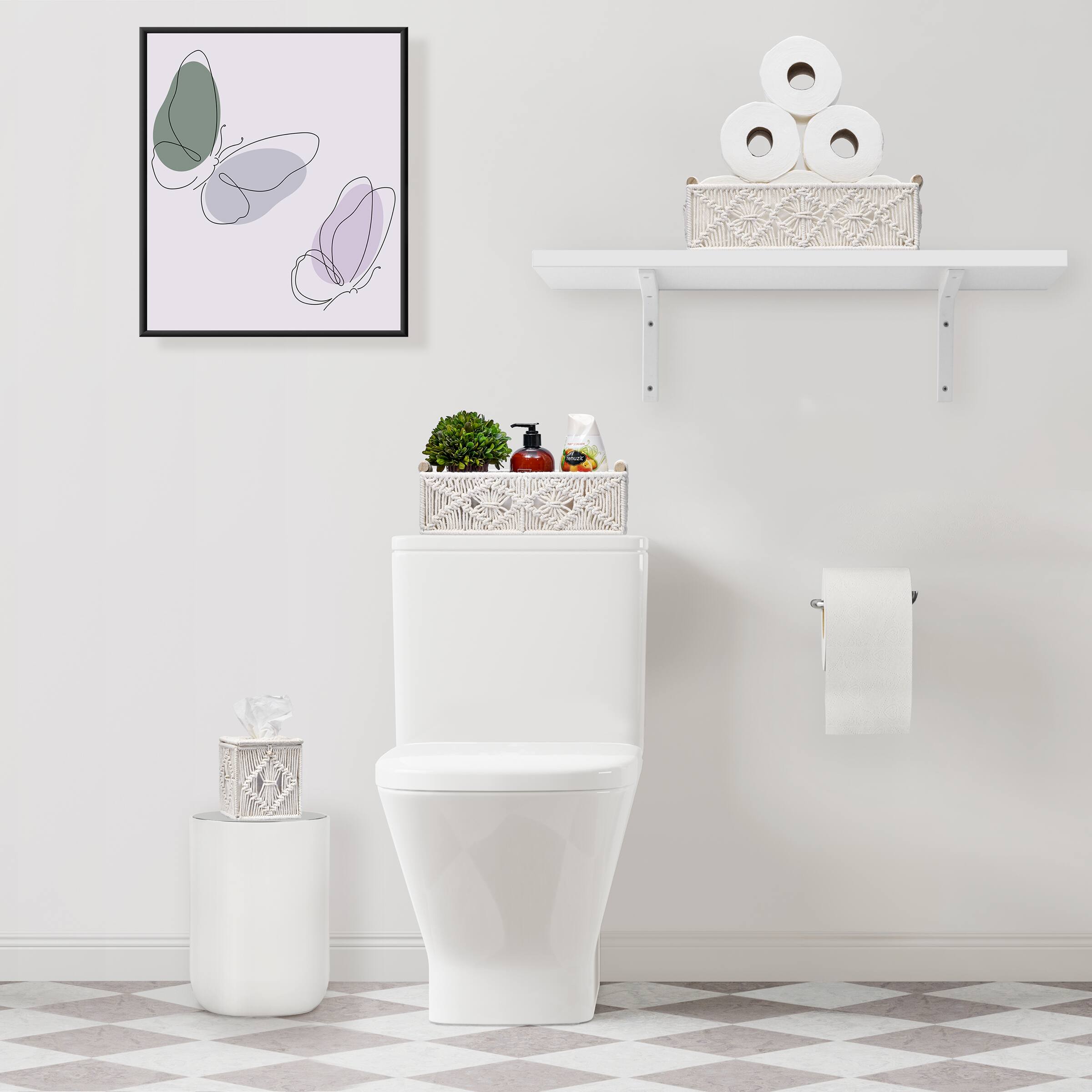 Alt View 2. Sorbus - Sorbus Macrame Boho Decor Baskets & Tissue Holder Set - Decorative Woven Baskets for Bathroom, Hand Towels, Skincare.