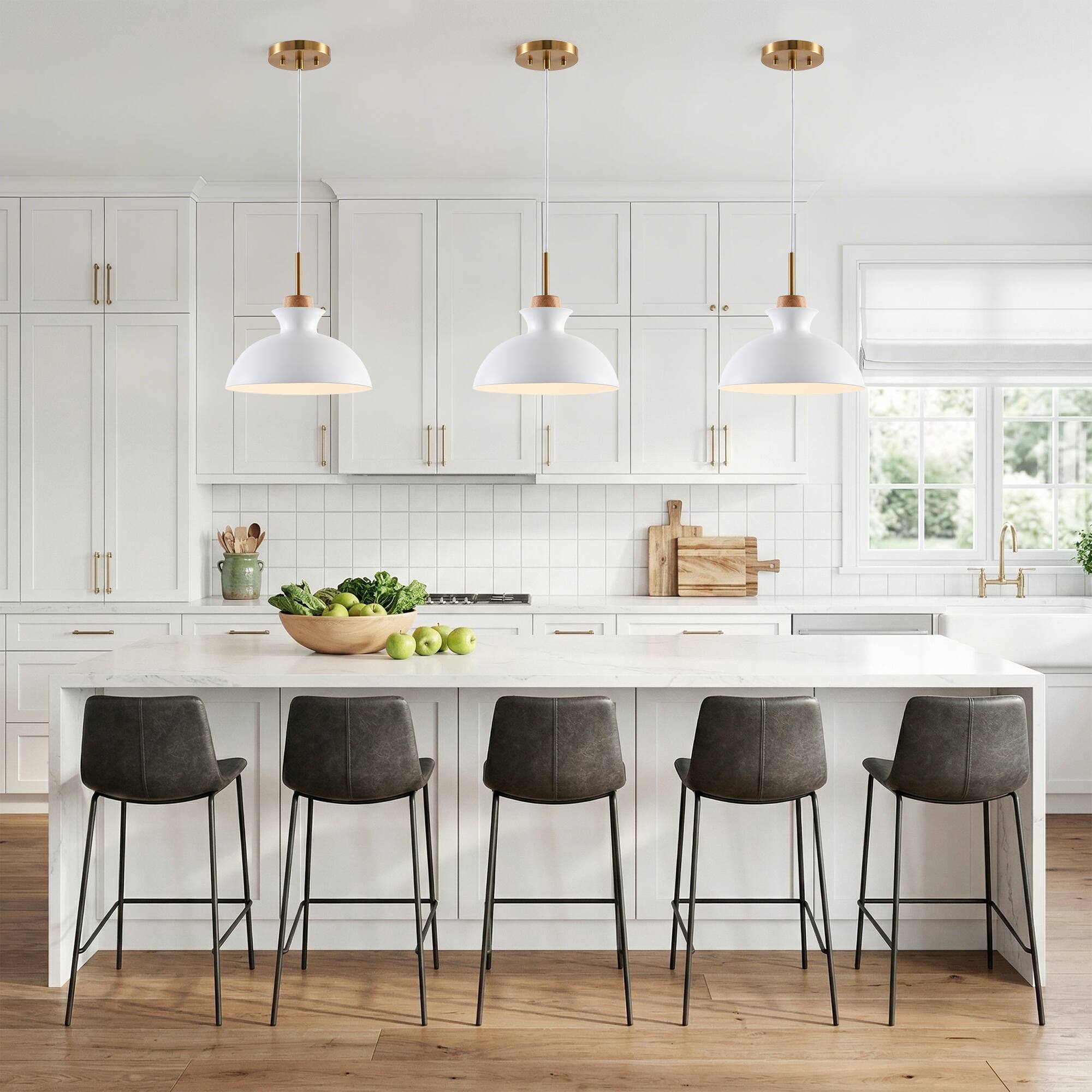 Angle. Parrot Uncle - 1-Light Modern White Hanging Pendant Light for kitchen - White.