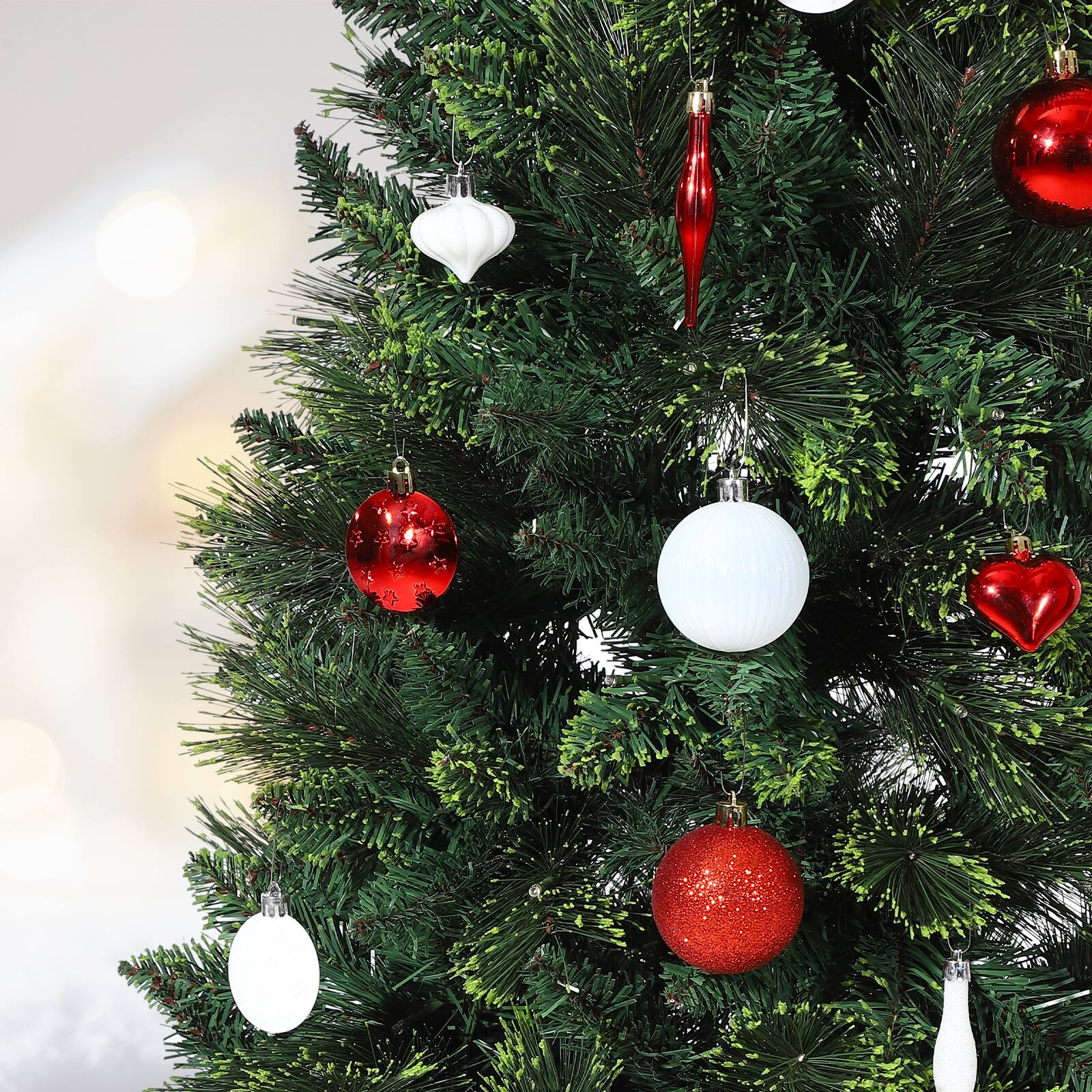 Alt View 2. Acekool - 72Pcs Christmas Balls Ornaments Xmas Hanging Balls Christmas Tree Decorations for New Year Home Decor Wine Red White - Red White.