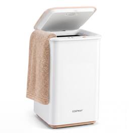 Costway - Heated Towel Warmer, Large Bucket Towel Warmer with 4 Heat Timer, Auto Shut Off - White